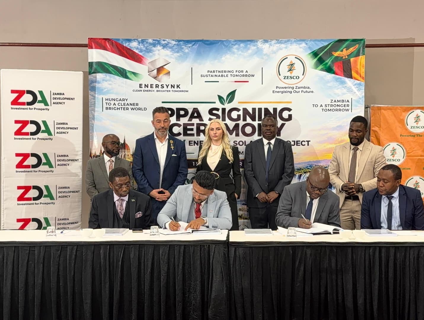 EnerSynk Group and ZESCO sign a 25-year power purchase agreement for a planned 500 MW solar plant in Zambia's Copperbelt Province